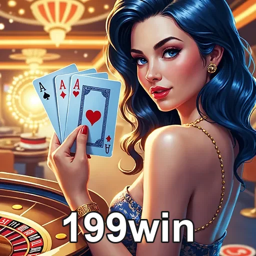 Imagem de um cassino com destaque para o site 199win, referência em jogos de azar e apostas online.
